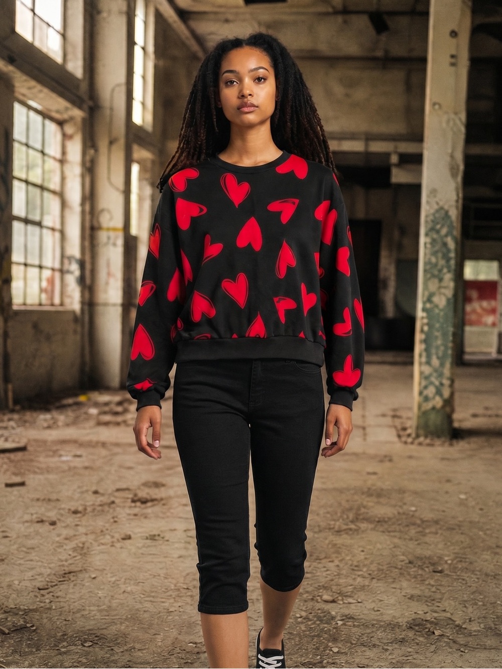 SHEIN  Women's Heart Pattern Drop Shirt
